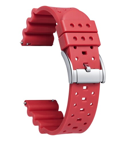 (BINLUN) 時計バンド シリコンラバー 通気性 柔らかく 腕時計バンド 20mm 22mm 24mm クイックリリース ラバースポーツ 時計ベルト男性/女性用 スマートウォッチバンド 7色 (赤い、22MM)