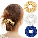 SGMSILK シュシュ 100% シルク 19匁 髪にやさしく跡がつかない ヘアゴム おしゃれ 大人 ヘアロープ 髪飾り 髪ゴム シンプル ヘアアクセサリー サテン エレガント 大きめ 無地 シーン別で使