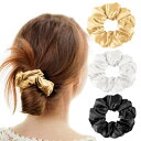 SGMSILK シュシュ 100% シルク 19匁 髪にやさしく跡がつかない ヘアゴム おしゃれ 大人 ヘアロープ 髪飾り 髪ゴム シンプル ヘアアクセサリー サテン エレガント 大きめ 無地 シーン別で使