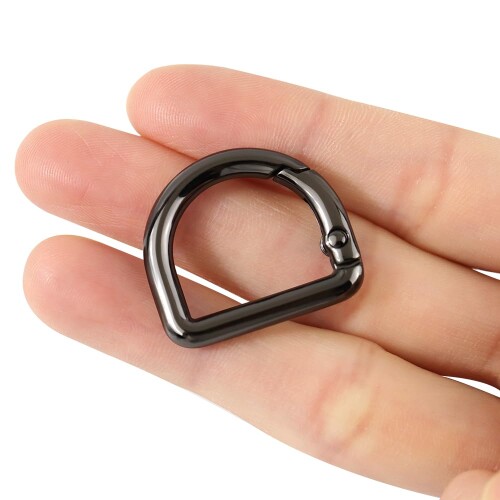 2個セット D型 キーホルダー D型カラビナ 開閉式Dカン 留め金具 おしゃれ 持ち手 バッグ部品 DIY パーツ 手作り もち手 バッグ 手芸 修理用 交換用 装飾 パーツ 補修 金具 (ブラック(M))