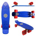 flcrck スケボー 22インチ ミニ スケートボード 子供 大人用 初心者向け コンプリート ABEC-9 ベアリング 採用 (ネイビーxレッド)