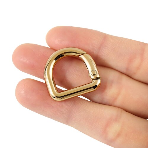 2個セット D型 キーホルダー D型カラビナ 開閉式Dカン 留め金具 おしゃれ 持ち手 バッグ部品 DIY パーツ 手作り もち手 バッグ 手芸 修理用 交換用 装飾 パーツ 補修 金具 (ゴールド(S))