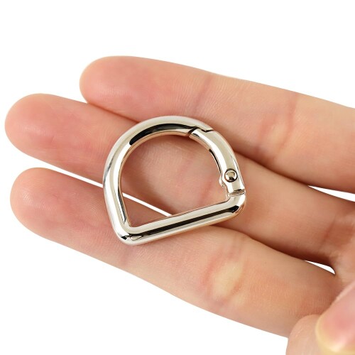 2個セット D型 キーホルダー D型カラビナ 開閉式Dカン 留め金具 おしゃれ 持ち手 バッグ部品 DIY パーツ 手作り もち手 バッグ 手芸 修理用 交換用 装飾 パーツ 補修 金具 (シルバー(M))