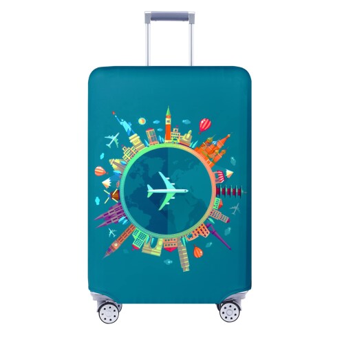 Travelkin スーツケース用荷物カバー Tsa承認済み、スーツケースカバープロテクター 18-32インチの荷物に適合, Dreaming Blue, M(22-25inch suitcase), ファッション。