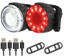 自転車用ライト USB充電式 前后 レッド ホワイト 2個セット防水 LED自転車用ライト 6つの照明モード 警告灯 マウンテンバイク ロードバイク 登山 夜釣...