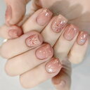 COLORBIRD ネイルチップ ショート 24枚 ピンク 花 ネイル 付け爪 チップ 短め 可愛い バレリーナ (R831)