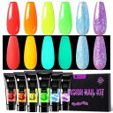 UR SUGAR 暗闇で光る ポリネイルジェル - 6色のネオン長さだしジェル セット UV/LEDライト対応 初心者用セット DIYネイルアートデザイン用 女性へのホリデーギフト