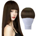 GFun 前髪ウィッグ ぱっつん 超厚め 2倍毛量 自然 総手植 部分ウィッグ ポイントウィッグ 仮装 日常 ダークブラウン