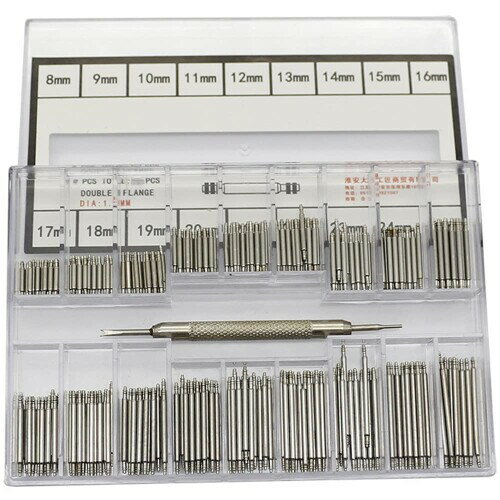 腕時計バネ棒 （8~25mm/18種類/各8本入り/ステンレス製） 腕時計ベルトばね棒 ベルトパーツ クイックリリーススプリングバー 用スプリング 工具 バネ棒交換 バネ棒長さ調整 修理工具 メン