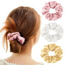 SGMSILK シュシュ 100% シルク 19匁 髪にやさしく跡がつかない ヘアゴム おしゃれ 大人 ヘアロープ 髪飾り 髪ゴム シンプル ヘアアクセサリー サテン エレガント 大きめ 無地 シーン別で使