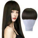 GFun 前髪ウィッグ ぱっつん 超厚め 2倍毛量 自然 総手植 部分ウィッグ ポイントウィッグ 仮装 日常 黒褐色