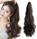 (Herbeluemily) ポニーテール ウィッグ クリップ式 ポイントウィッグ かつら エクステ ロング 自然 上品 55cm ブラウンブラック HM-0139-R09-BNBK