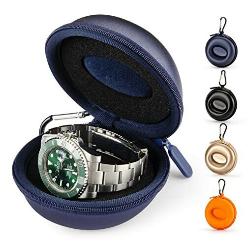 HELMDY 腕時計収納ケース 時計ケース スマート時計用 旅行 出張 時計収納ケース Watch Case 52MMまで PUレザー仕様 青色…