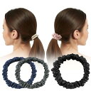 シルク ヘアゴム 太さ1cm×2本、1.5cm×1本 3本 セットシュシュ 髪ゴム 髪留め 髪飾り ヘア アクセサリー プレゼント (?セット ブラック(1.5...