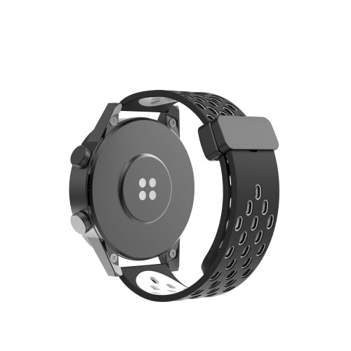 (YSuqiBB) 時計バンド20mm 22mm 多孔質通気マグネットシリコンバンド防水柔軟快適工具不要簡単交換ほとんどのスマートウォッチに適用腕時計ベルト (22mm, (2)ブラック+ホワイト)