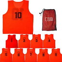 (one club man) ビブス 10枚セット 1-10番 収納バッグ付き サッカー バスケ 全5色 2サイズ展開 30日保証付き (ジュニアサイズ, オレ...
