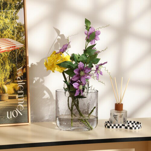 Susici 花瓶 ガラスフラワーベース 花瓶 ハンドバッグ リフト用ハンドル付き おしゃれ フラワーベース 飾り瓶 センターピース ホームウェディング装飾 フィッシュボウル 5色から選択可能