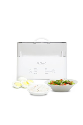 楽天カラーズストア小型 スチームクッカー 簡単 蒸し器 ゆで卵 サラダチキン 蒸し野菜 スチーマー FitChef フィットシェフ LeadSelect 電気 電動 茹で卵調理 卵 鶏肉 玉子 キャンプ アウトドア