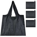 (Becanno) ショッピングバッグ 折りたたみ エコバッグ 折畳み 大容量 3個 食料品 バッグ 50×40cm黒 買い物袋 手提げ 肩掛け 携帯便利 洗える 環境にやさしい 野菜、食品、旅行、ビーチ、キャ