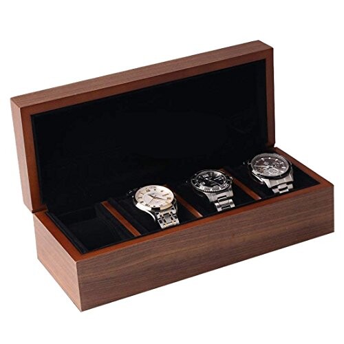 木製腕時計ケース 腕時計収納ケース高級ウォッチボックス 父の日敬老の日誕生日プレゼント (4本収納)