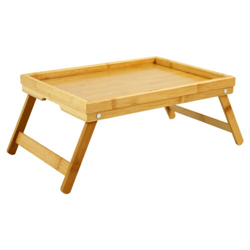 WKWKER 竹製 ベッドテーブル 折りたた
