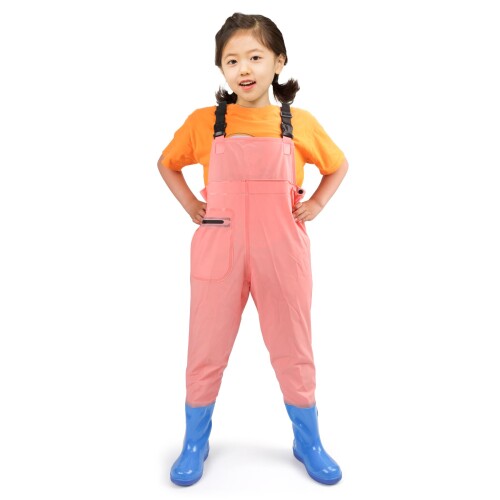 Fly Fishing Accessories - (GUGULUZA) 子供用ウェーダー 胴付長靴 ガール ボーイ 防水ズボン 防汚 軽量 脱ぎ着しやすい 海辺/砂遊び/泥遊び/砂場/釣り/渓流 (ピンク, 足長18.5cm)