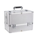 Hapilife プロ仕様 メイクボックス コスメボッ 仕切り 大容量 6つトレイ 幅37cm ネイル ジュエリー ドライヤー アクセサリー 鍵付き 収納ケース (シルバー)(4)