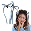 バタフライクリップ リボン髪飾り リボン結び 韓国系スタイル フランス風 甘い 雰囲気 誕生日 発表会 花火大会 成人式 入学式 (2個セット)(ブルー)