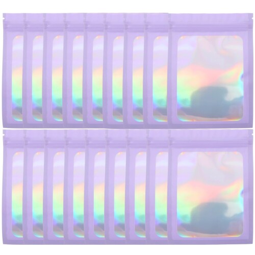 Lurrose チャック付き袋 オーロラ 100枚セット 10.5x15cm 密封袋 ジッパー袋 小分け袋 包装 ラッピング ジュエリー ネイル パーツ 収納 キラキラ パープル