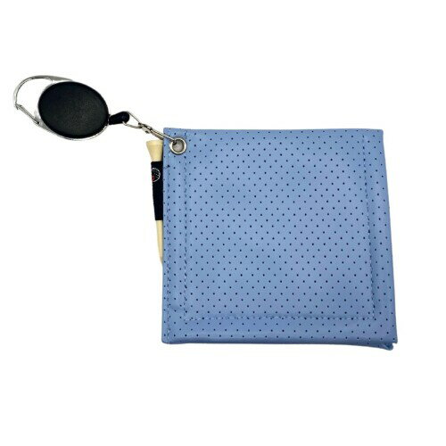 (HYmish)ゴルフボールクリーナー タオル ボール拭き カラビナ 携帯 リール ティー ブルー