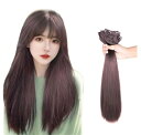 LIUSAI ダークブラウン ポリエステル 45cm クラシック 襟足ウィッグ 3枚セット WIG ヘアエクステ クリップ式 簡単装着 部分ウィッグ かつら 耐熱 おしゃれ 日常
