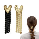 ZHEJIA コイルポニー ヘアアクセサリー (2本セット) コイルアップ ヘアゴム 金具付き 飾りつきヘアゴム 電話コード型ヘアゴム 調節可能で 自在 人気 ...
