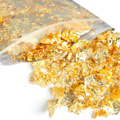 Anboli 金箔 ヘア用 金箔シート 金箔フレーク 髪飾り 金箔 髪 ネイル用 金箔シートヘア用成人式 フェイク 金箔ヘア デコレーション金箔 ゴールドフレーク 模造金箔 金箔レジン用 DIY 手芸