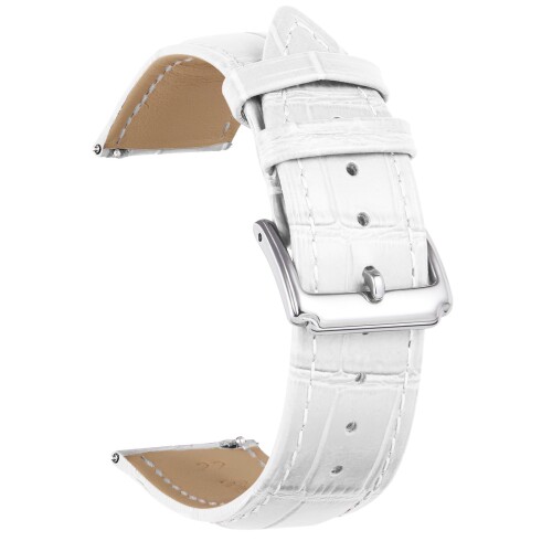 (BINLUN) レザー時計バンドクイックリリース 革腕時計ベルトメンズ レディース交換用 スマートウォッチベルトワニ革模様 (14MM，ホワイト)
