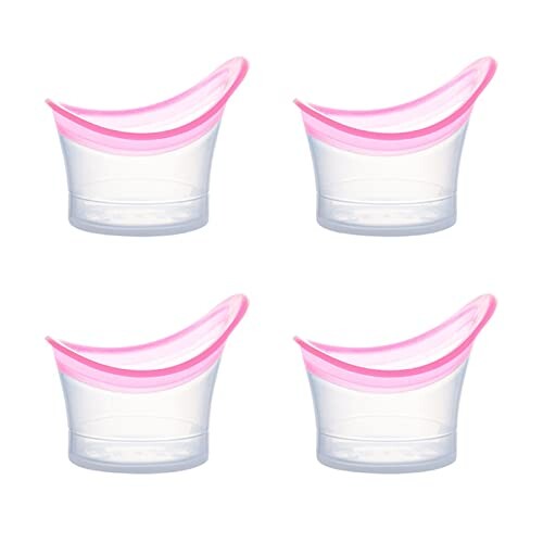 洗眼カップ 4個セット シリコン製 10ml クリーニングカップ アイカップ 目盛り付き 透明 目洗うカップ 洗眼液容器 アレルギー 水洗い可能 再利用可能 (ピンク)