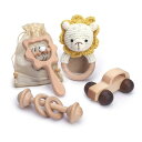 let‘s make ガラガラ ラトル 木製ミニカー 木のおもちゃ 獅子 4点セット おもちゃ 赤ちゃん 木製 無塗装 幼児 手押し車 ギフト 出産祝い 知育玩...