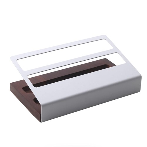JIBADA リモコンラック 木製鉄のアート収納ボックス 多機能 卓上収納ボックス リモコンホルダー 2格仕切り 卓上収納ケース 小物入れ (白い, 2格)