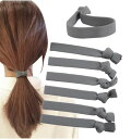 (Herbeluemily) ヘアゴム 跡がつかない 髪ゴム 6本セット ヘアアクセ 伸びが良い しっかりまとまる 黒 ライトグレー HM-0028-R03-L...