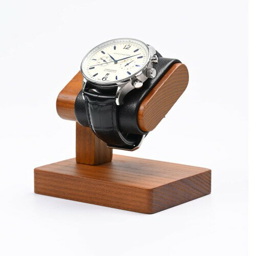 Woodten 時計スタンド ブラックウォッチスタンド 木製ベースにPUブラックレザーを使用したウォッチディスプレイスタンド