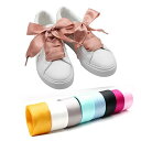 COOL LACE Satin Ribbon Shoelaces Flat Shoe Laces for Sneakers スニーカーの1対3の長さが異なるパック32 mmのサテンリボンの靴ひもフラット靴ひも (120CM, Dark Pink)