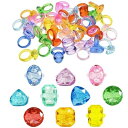 (SPRMUD) プラスチックアクリルリング 複数形 アソートカラー ダイヤモンドリング パーティーの記念品 女の子 誕生日プレゼント 賞品 カーニバル おもちゃ グッディーバッグ 子供用, プラ