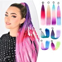 ヘアティンセル カラーエクステ 子供 エクステ キッズ キラキラ 輝く 赤 グラデーション 編み込み 毛束 ヘアエクステ ウィッグ 髪飾り DIY 60cm 50g オシャレ 発表会 ダンス会 花火 ハロウィ