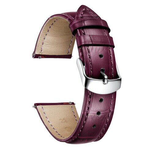 (BINLUN) レザー腕時計バンド本物のカーフスキン交換用ウォッチストラップ クイックリリース本革時計ベルトワニ革模様10色13サイズ男性用女性用 紫 アマランス 14mm