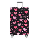 TRAVEL KIN 荷物カバー 洗える スーツケースプロテクター 傷防止 スーツケースカバー 18~32インチの荷物に対応, Loving Hearts-ブラック, M(22-25inch suitcase)