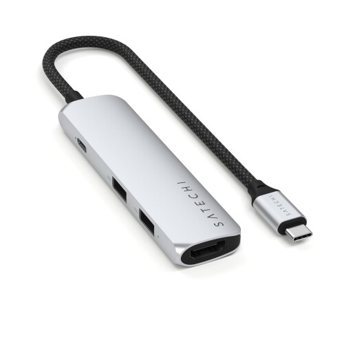 SATECHI 4 in 1 USB-C スリムプラス マルチポートアダプター（PD 100W、4K@60Hz HDMI、USB-A 10Gbps ×2、MacBook Air & Pro、ノートパソコン対応）? シルバー