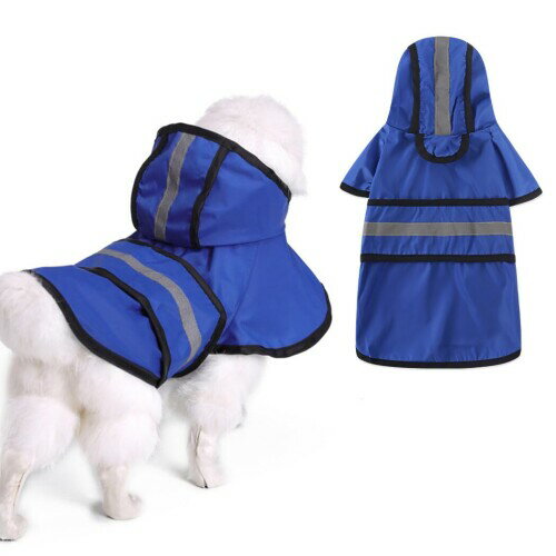 Jimjis 犬 レインコート 防水反射性 犬 カッパ 防水 雨具 通気 帽子付 小型犬 中型犬 大型犬 柴犬 耐水性 梅雨対策防雪 防風 着脱簡単 (ブルー, M)