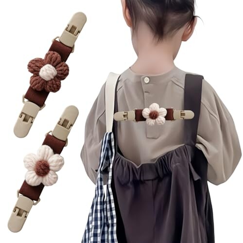 Khers 肩紐ずれ防止クリップ 肩紐ずり落ち防止クリップ 子供 サロペット オーバーオール 2本セット (ブ..