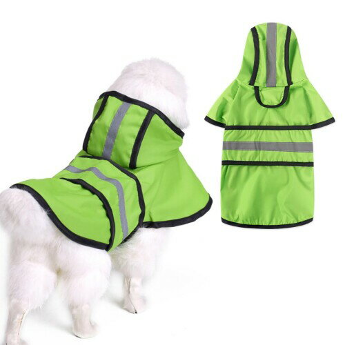 Jimjis 犬 レインコート 防水反射性 犬 カッパ 防水 雨具 通気 帽子付 小型犬 中型犬 大型犬 柴犬 耐水性 梅雨対策防雪 防風 着脱簡単 (グリーン, S)