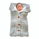ベビーおくるみ 新生児 モコモコ 抱っこ布団 ニット ベビー寝袋 出産祝い 出産準備 (ライトグレー)