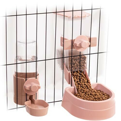 小動物 重力式自動給餌器 自動水飲み器 電源不要 猫 犬 ケージ 固定 給水器 自動餌やり機 留守番 自動給餌器セット 転倒防止 固定 ウサギ餌入れ 取付型